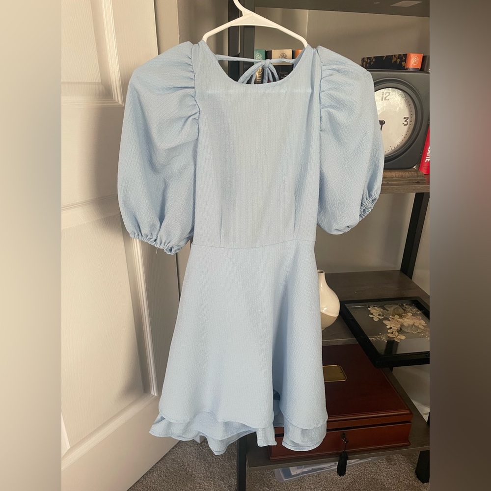 Dottie Couture Blue Puffer Sleeve Romper S